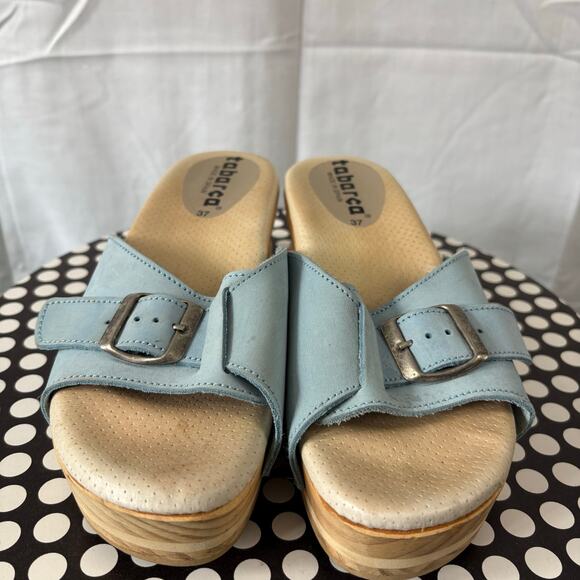 Tabarca Blue Leather Spring Sandals Made in Spain Size 37 - Picture 6 of 6